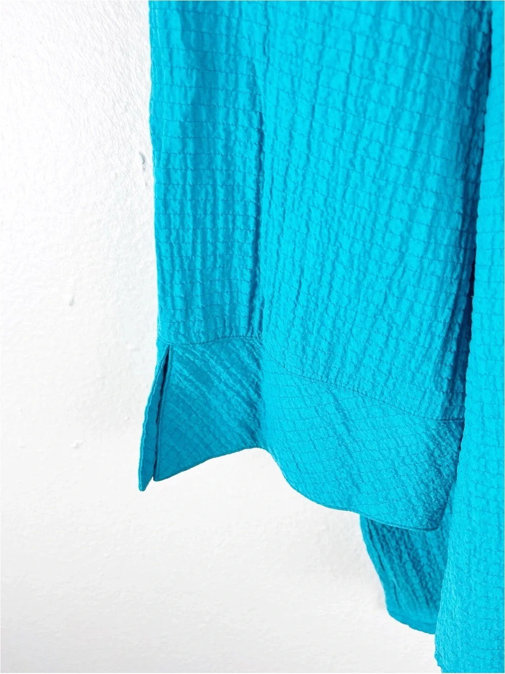 HABITAT Aqua Turquoise Long Sleeves Textured Button Top XL Artsy Casual Neutral - Picture 8 of 9